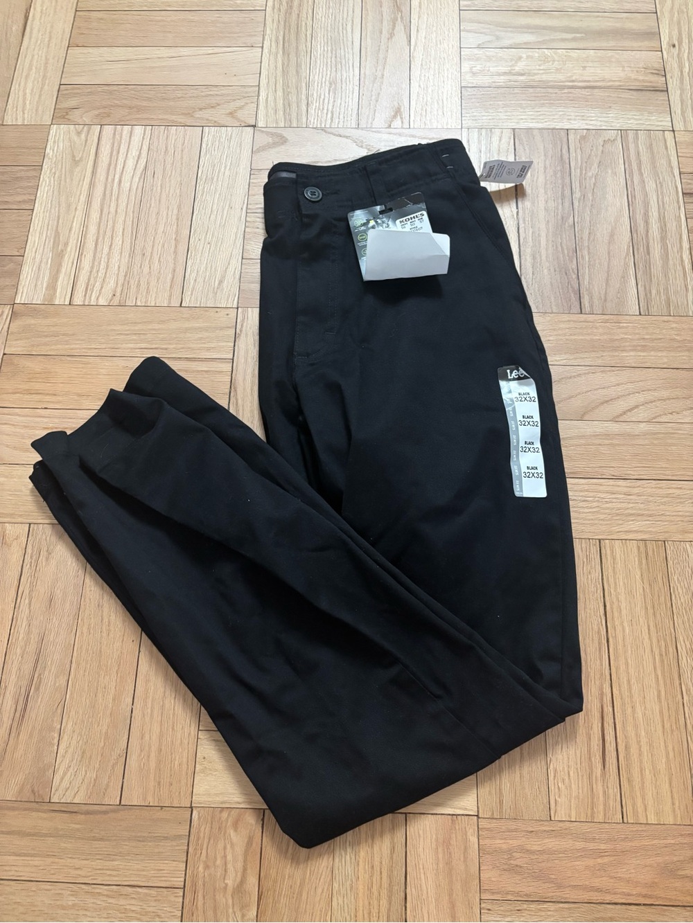 Lee Extreme Motion MVP Slim Fit Straight Leg Pants Mens 32x32 Black NEW NWT